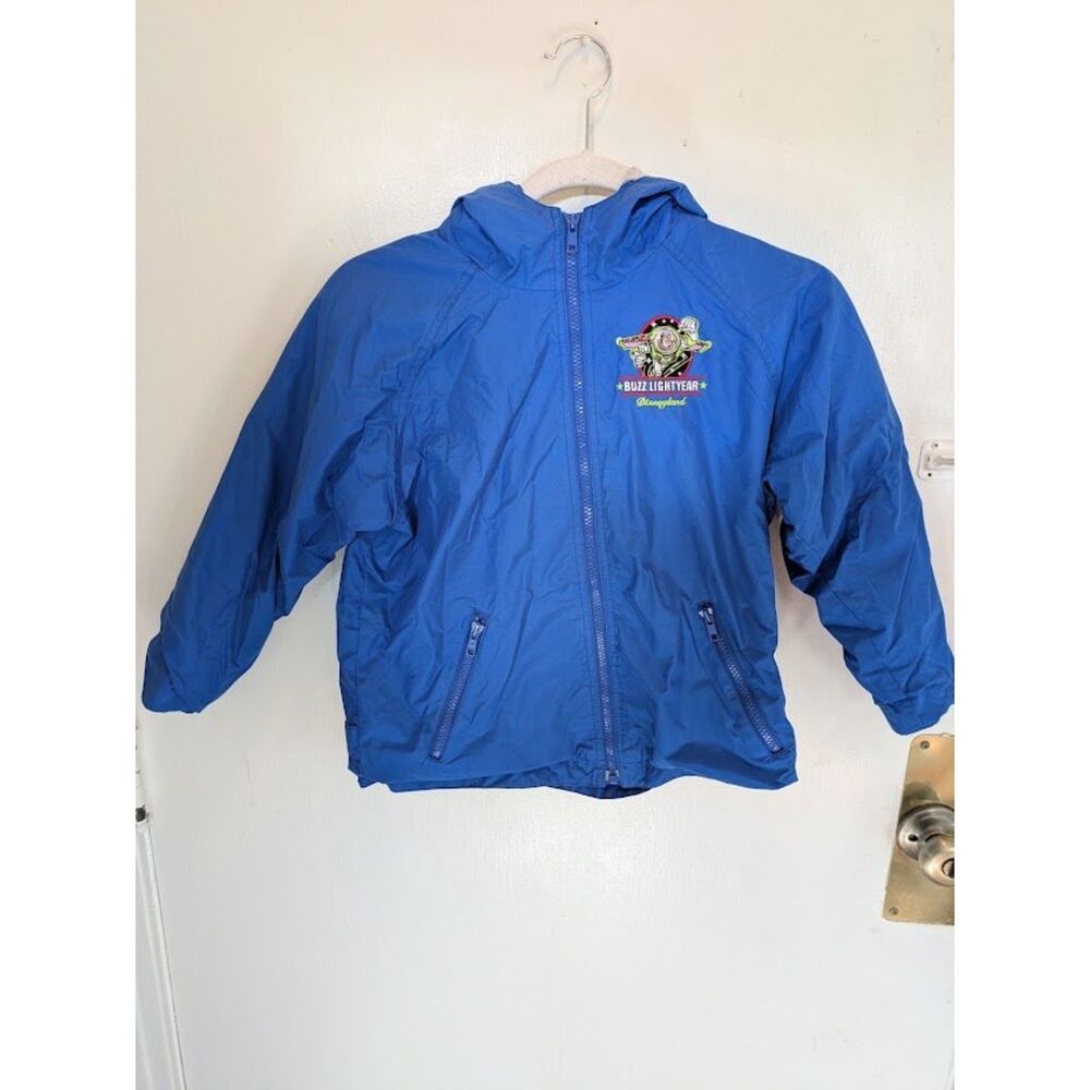 Disneyland Resort Boys Buzz Lightyear Hooded Jacket Size L Blue Full Zip Lined